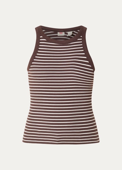 Levi's Tanktop met streepprint - voorkant donkerbruin