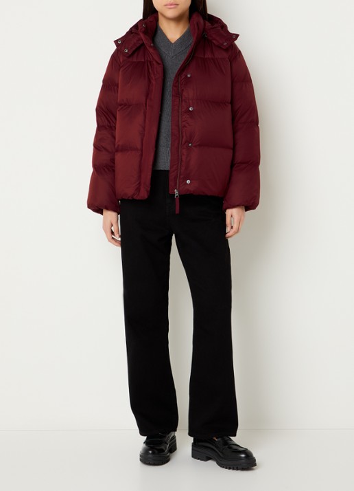 Levi's Tate puffer jack met afneembare capuchon en donsvulling  - voorkant 2 steenrood