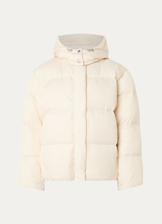 Levi's Tate puffer jack met afneembare capuchon en donsvulling - voorkant 3 creme