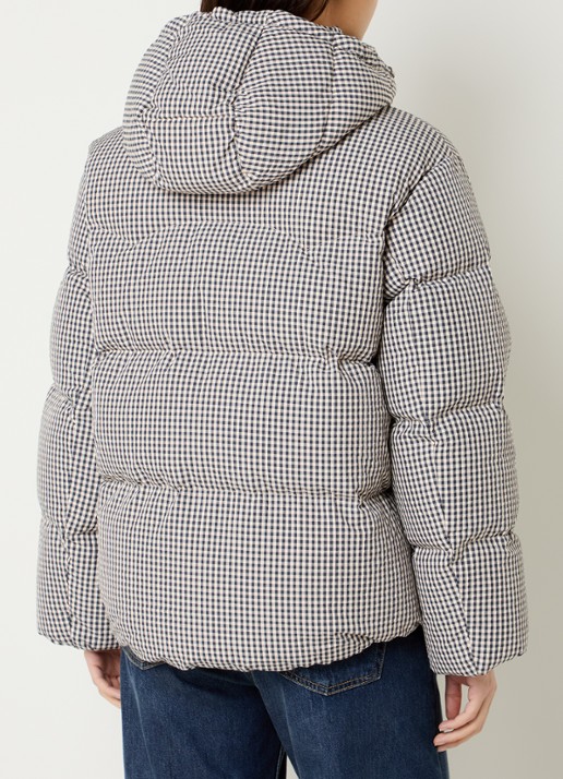 Levi's Tate puffer jack met ruitdessin en donsvulling - achterkant 3 gebroken wit