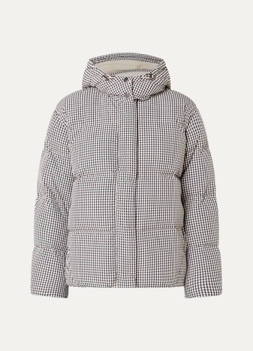 Levi's Tate puffer jack met ruitdessin en donsvulling - voorkant gebroken wit