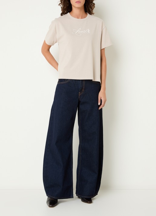Levi's Teardrop high waist wide leg jeans met donkere wassing - voorkant 5 indigo