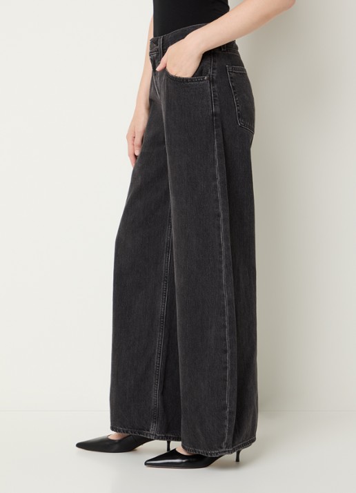 Levi's Teardrop high waist wide leg jeans met gekleurde wassing - detail 5 zwart