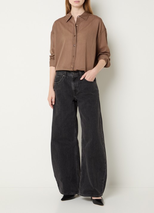 Levi's Teardrop high waist wide leg jeans met gekleurde wassing - voorkant 3 zwart