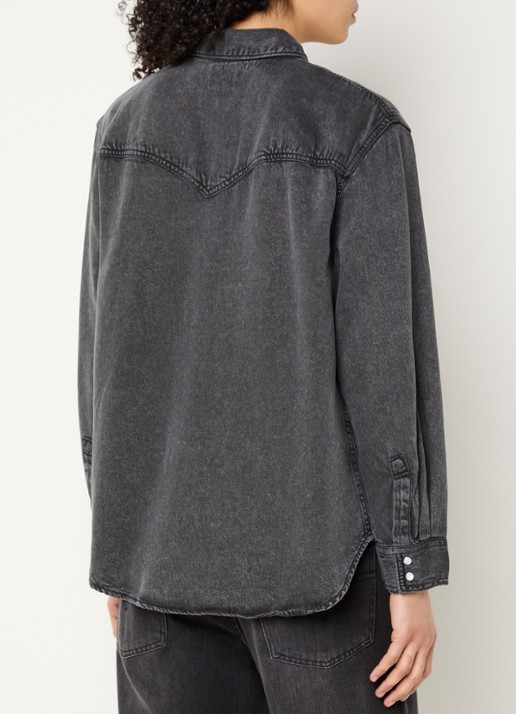 Levi's Teodora blouse van chambray met borstzakken - achterkant 2 zwart
