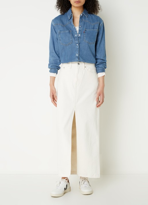 Levi's Teodora blouse  van chambray - voorkant 3 blauw