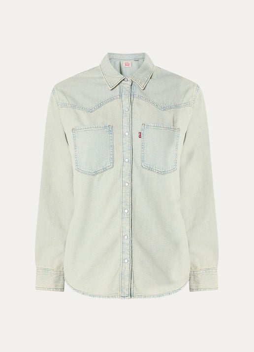 Levi's Teodora blouse van denim met borstzakken - voorkant indigo