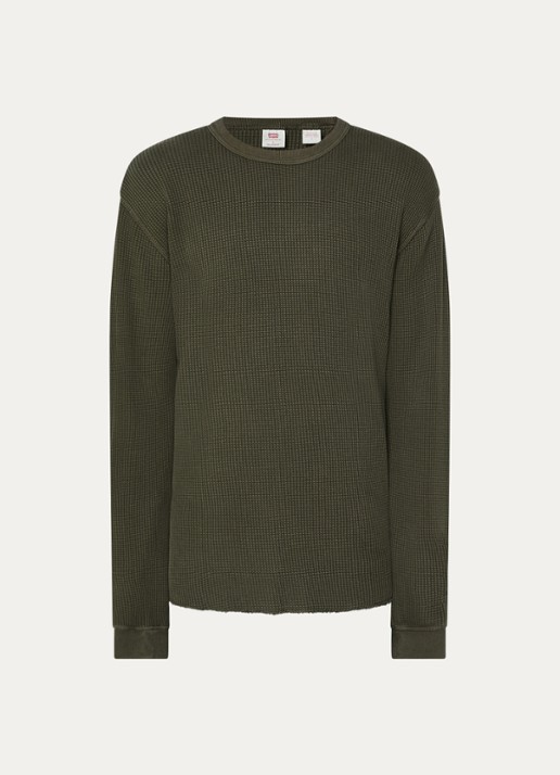 Levi's The Garment long sleeve met structuur - voorkant 2 bronsgroen