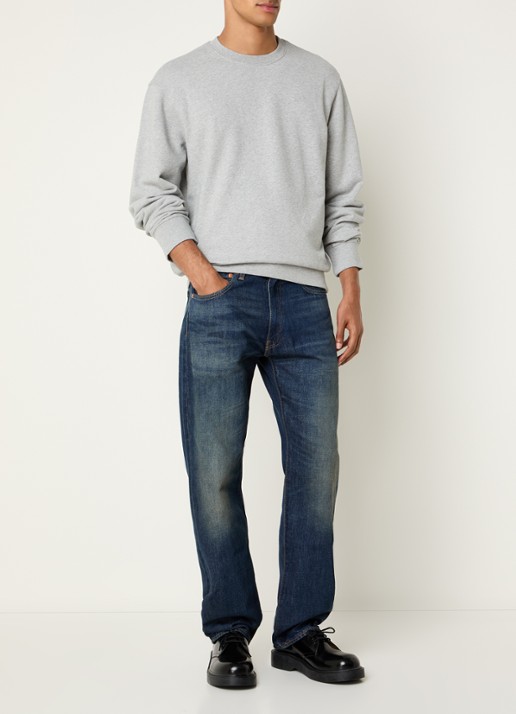 Levi's The Original sweater met gemêleerd dessin en logoborduring - voorkant 2 grijsmele
