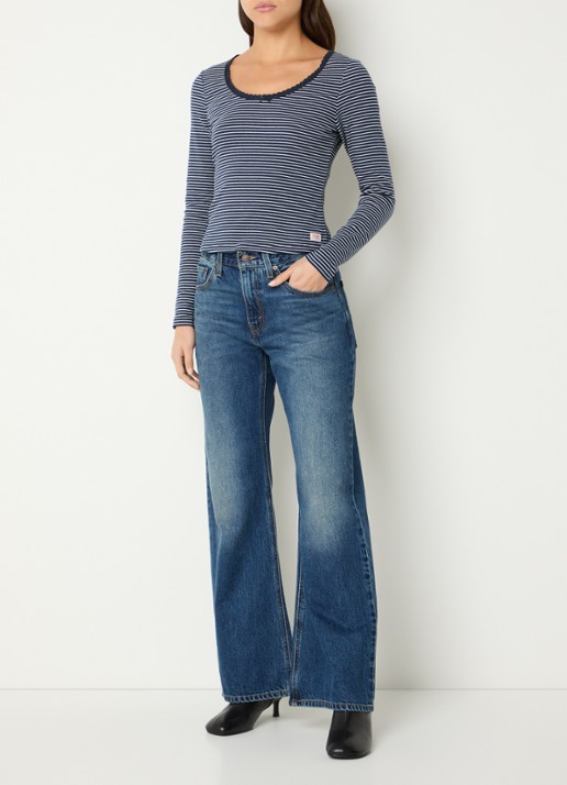 Levi's Top met details van kant en streepprint - voorkant 4 donkerblauw