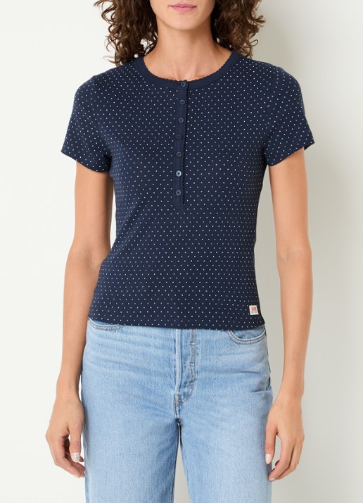 Levi's Top met stippenprint - detail donkerblauw