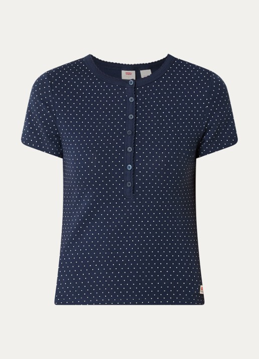 Levi's Top met stippenprint - voorkant 2 donkerblauw