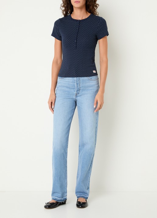 Levi's Top met stippenprint - voorkant 3 donkerblauw