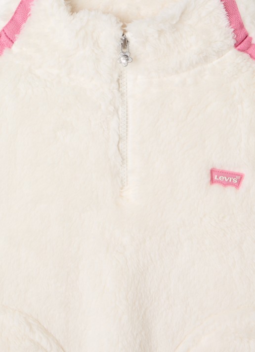 Levi's Trui van teddy met halve rits - detail 3 gebroken wit