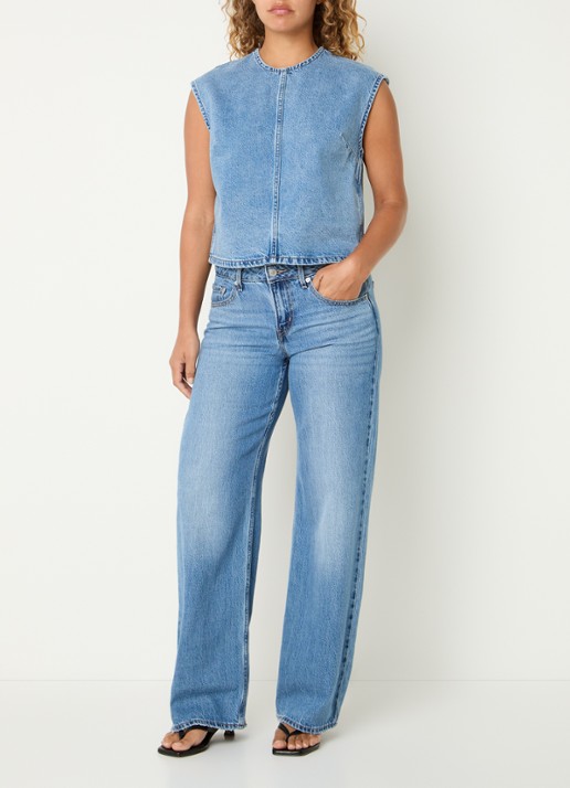 Levi's Tuniek van denim met ronde hals - voorkant 4 indigo