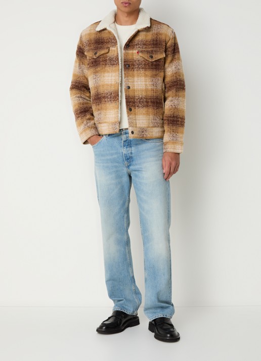 Levi's Type 3 jack in wolblend met teddy voering - voorkant 3 bruin
