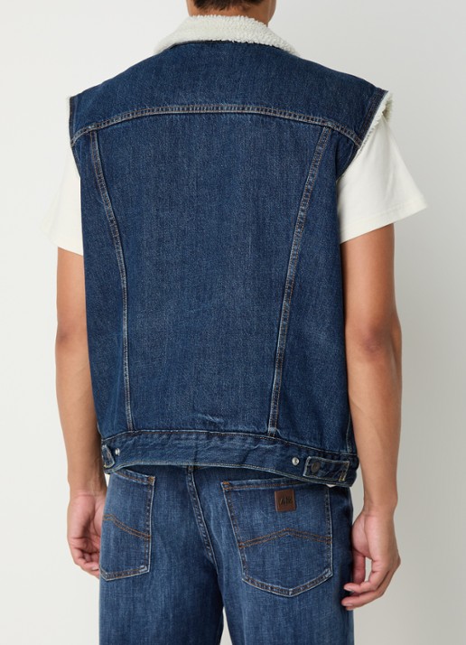 Levi's Type 3 sherpa spijkerjas met borstzakken en teddy voering - achterkant 4 indigo