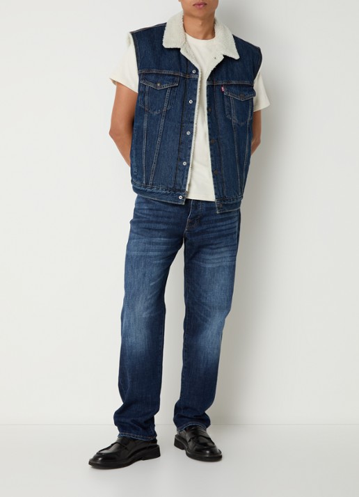 Levi's Type 3 sherpa spijkerjas met borstzakken en teddy voering - voorkant 3 indigo