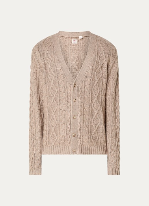 Levi's Valencia kabelgebreid vest in wolblend - voorkant 3 beige