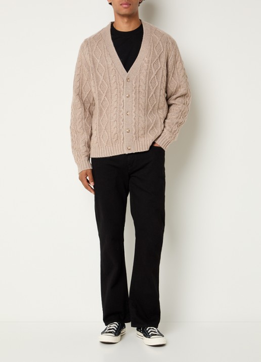 Levi's Valencia kabelgebreid vest in wolblend - voorkant 4 beige