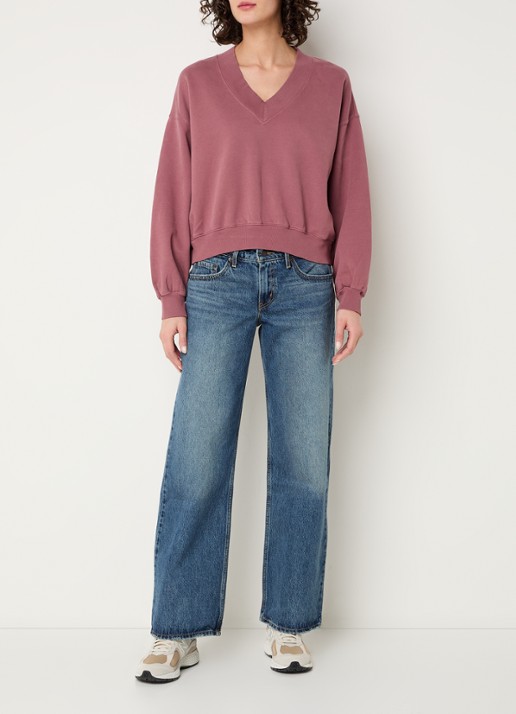 Levi's Vintage cropped sweater met V-hals - voorkant 2 taupe