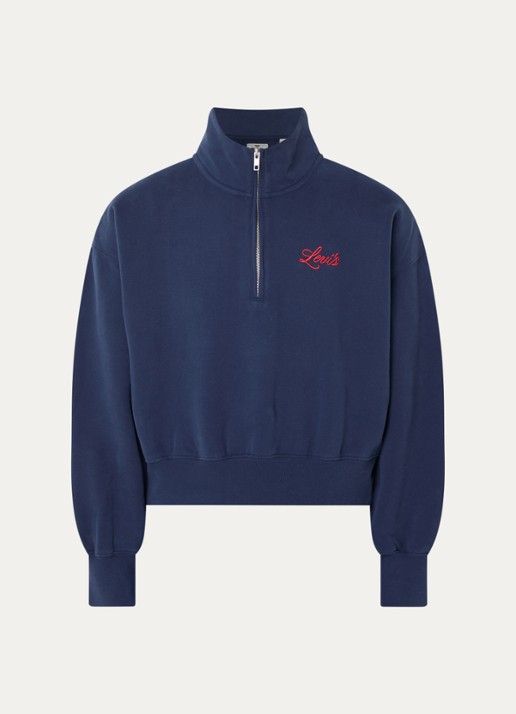 Levi's Vintage sweater met halve rits - voorkant 3 donkerblauw