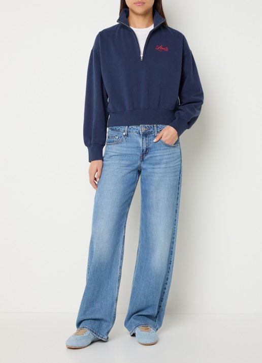 Levi's Vintage sweater met halve rits - voorkant 4 donkerblauw