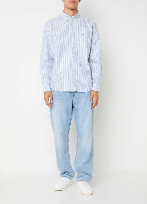 Levi's Waylon overhemd met streepprint - voorkant 2 lichtblauw