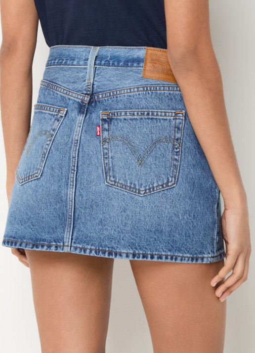 Levi's Western mini spijkerrok met siernaad - achterkant 4 indigo