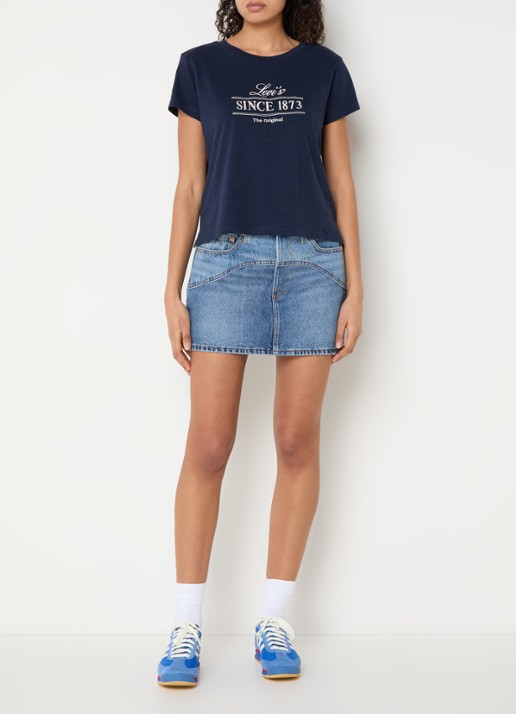 Levi's Western mini spijkerrok met siernaad - voorkant 3 indigo