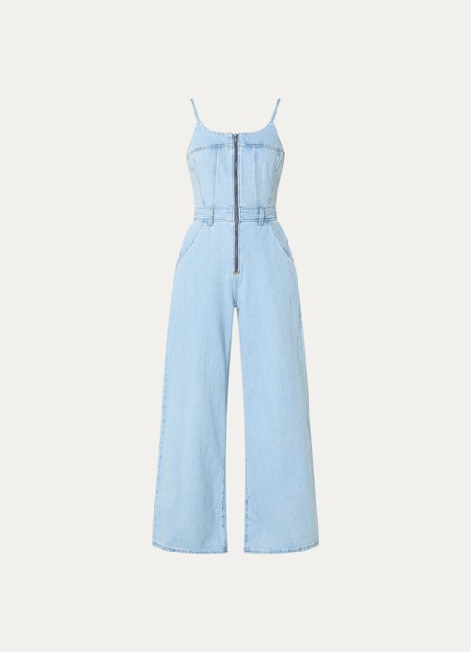 Levi's Wide fit jumpsuit van denim met steekzakken - voorkant lichtblauw