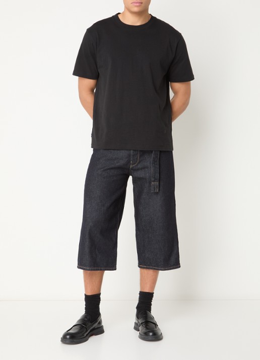 Levi's Wide fit korte broek van denim met donkere wassing en ceintuur - voorkant 3 indigo