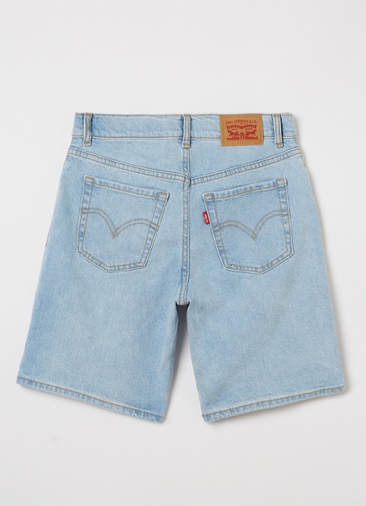 Levi's Wide leg korte broek van denim - voorkant 2 indigo