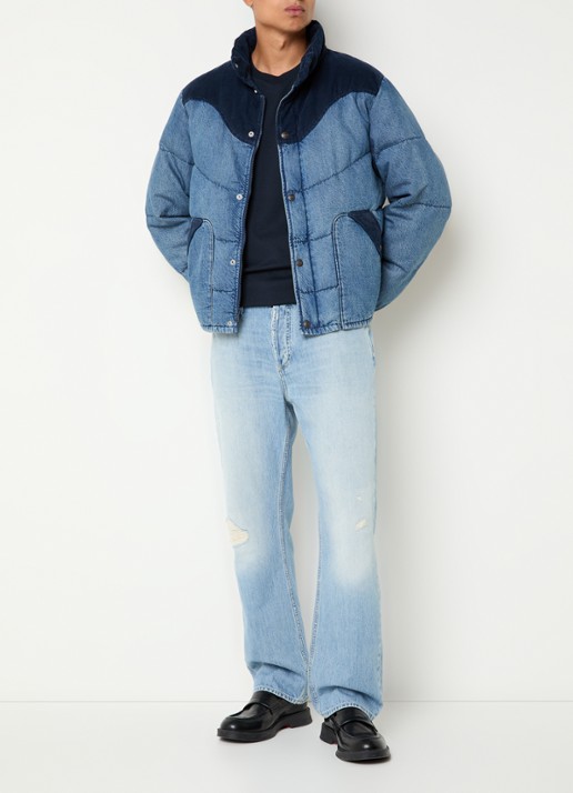 Levi's Wild West puffer jack van denim met details van corduroy - voorkant 4 indigo