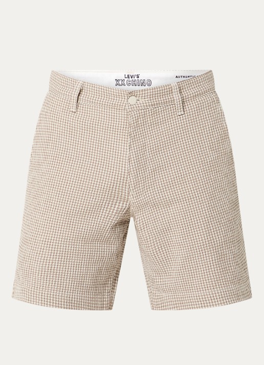 Levi's XX straight fit korte broek met ruitdessin - voorkant 2 beige