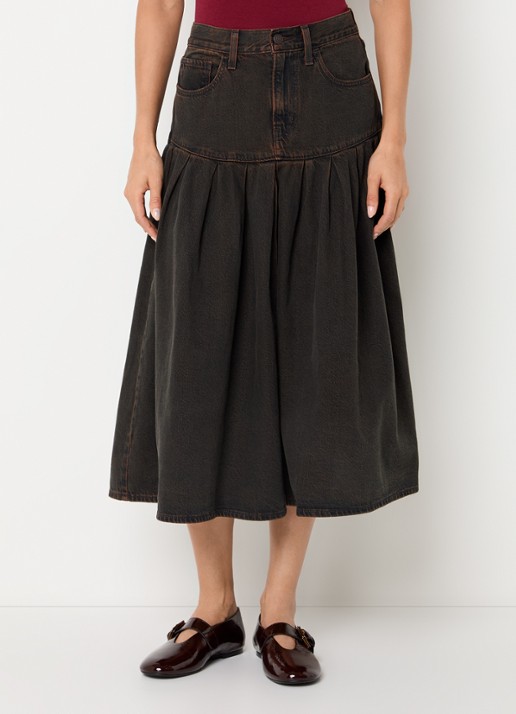 Levi's Yoked midi spijkerrok met steekzakken