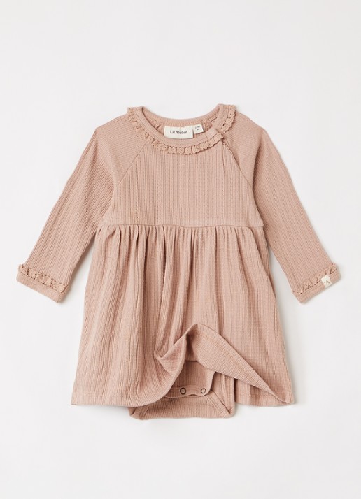 Lil 'Atelier NBFBabette jurk met ronde hals - voorkant 3 oudroze