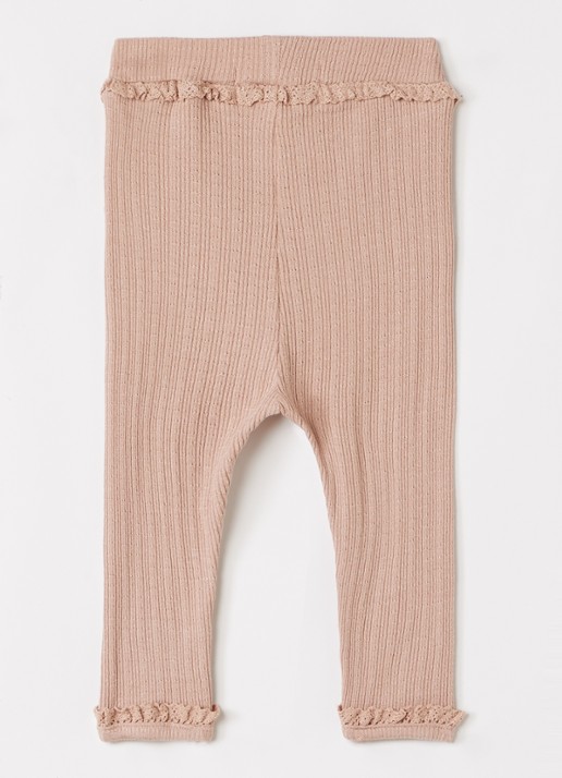 Lil 'Atelier NBFBabette legging met ruches - voorkant 3 oudroze