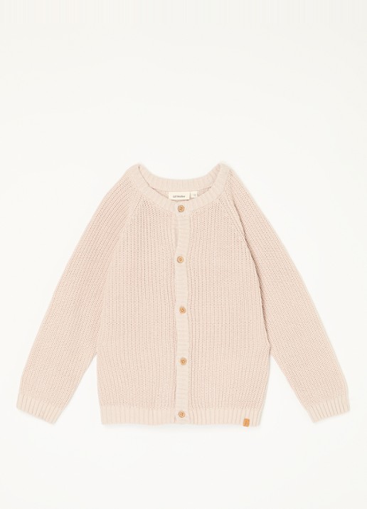 Lil 'Atelier NBFEmlen grofgebreid vest van  katoen - voorkant 2 lichtroze
