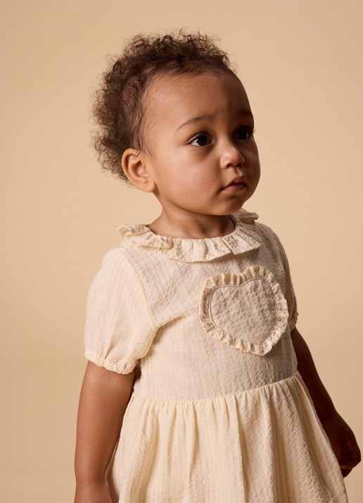 Lil 'Atelier NBFFolly jurk met streepprint - detail 4 beige