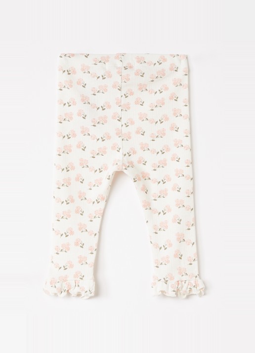 Lil 'Atelier NBFGago legging met bloemenprint - voorkant 4 gebroken wit