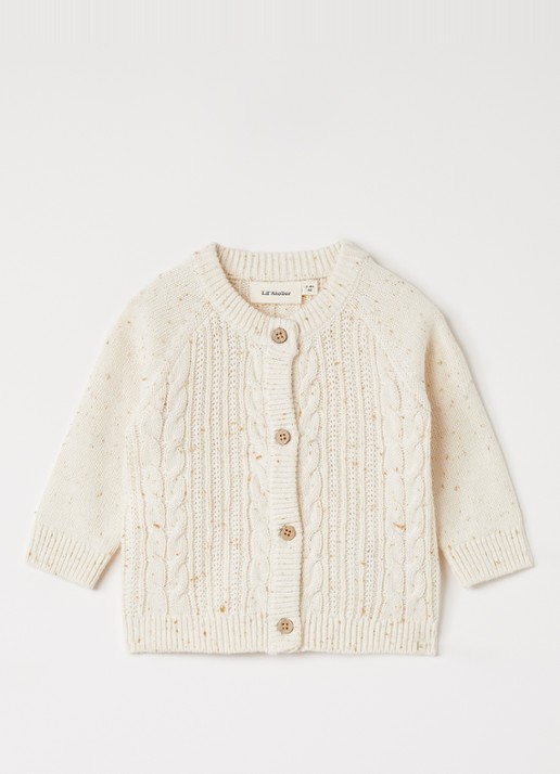 Lil 'Atelier NBFGalto grofgebreid vest  - voorkant creme