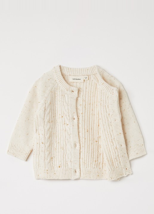Lil 'Atelier NBFGalto grofgebreid vest  - voorkant 2 creme