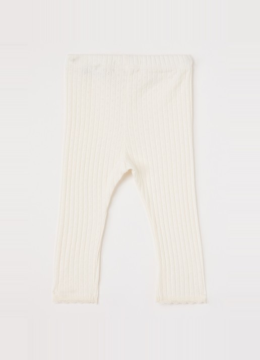 Lil 'Atelier NBFHaldis legging met ribstructuur - voorkant 2 ivoor