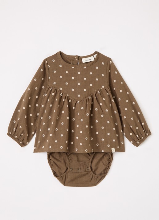 Lil 'Atelier NBFHulla jurk met print - voorkant 2 bruin