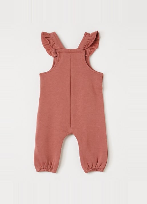 Lil 'Atelier NBFKilano jumpsuit van sweatstof - voorkant 2 koraalroze