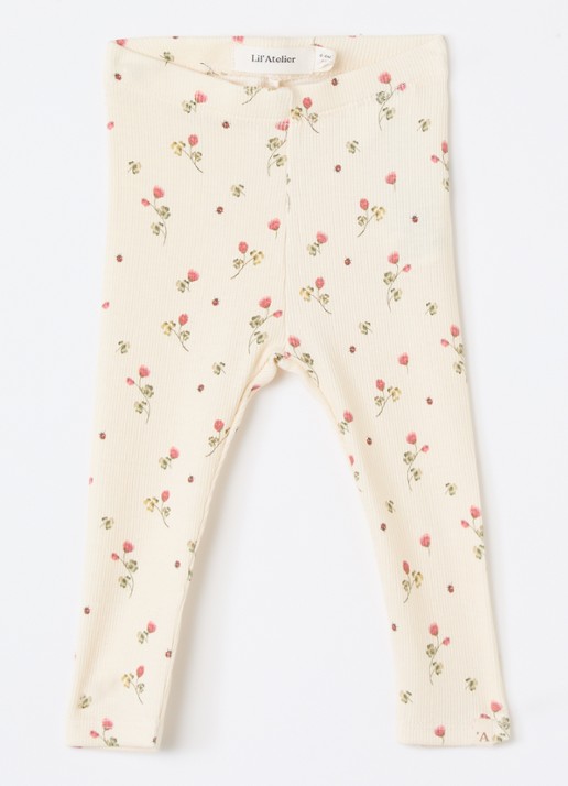 Lil 'Atelier NBFLavo ribgebreide legging  - voorkant creme