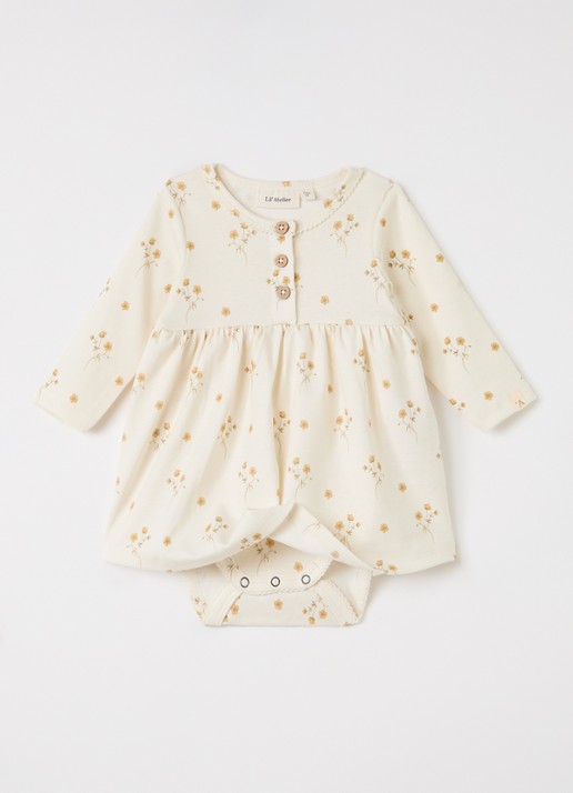 Lil 'Atelier NBFLayo jurk met bloemenprint - voorkant 2 creme