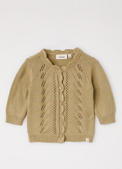 Lil 'Atelier NBFLeou grofgebreid vest - voorkant 2 khaki
