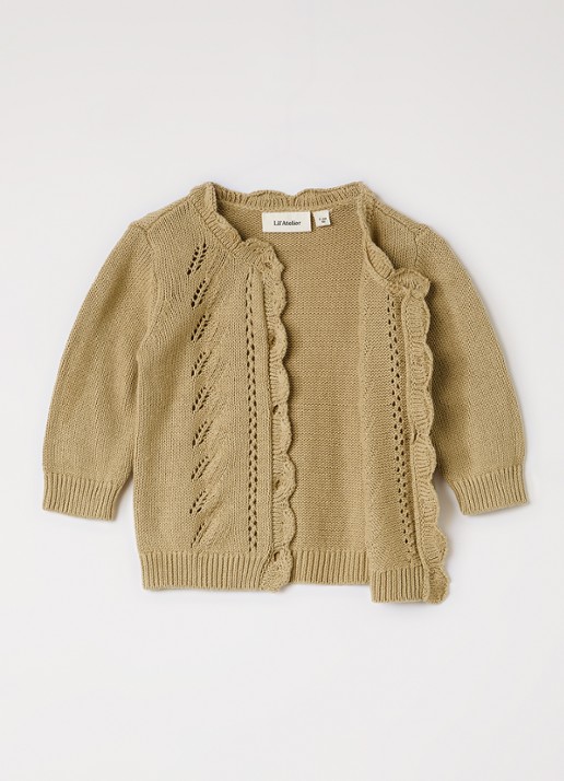 Lil 'Atelier NBFLeou grofgebreid vest - voorkant 3 khaki